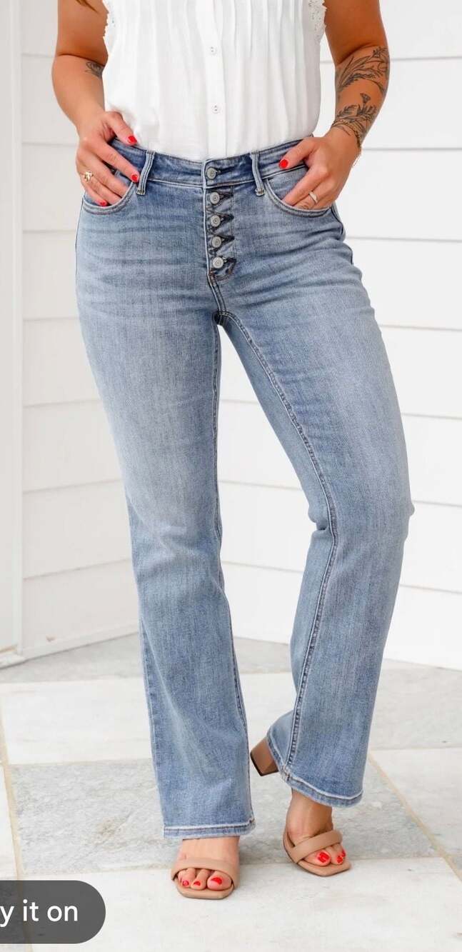 Judy Blue JB82551MD-CO Mid Rise Button Fly Bootcut Jeans Size 18W